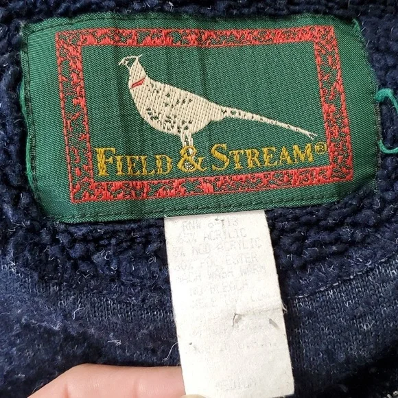 Vintage 90s Field & Stream Outdoor Sherpa Fleece Blue Tan Womens Jacket Size Med - Picture 16 of 17